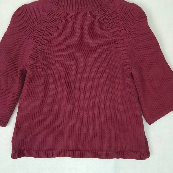 LOFT Chunky‎ Knit Oversized Sweater Size S Fuchsia Cotton Blend 3/4 Sleeve - Picture 7 of 11
